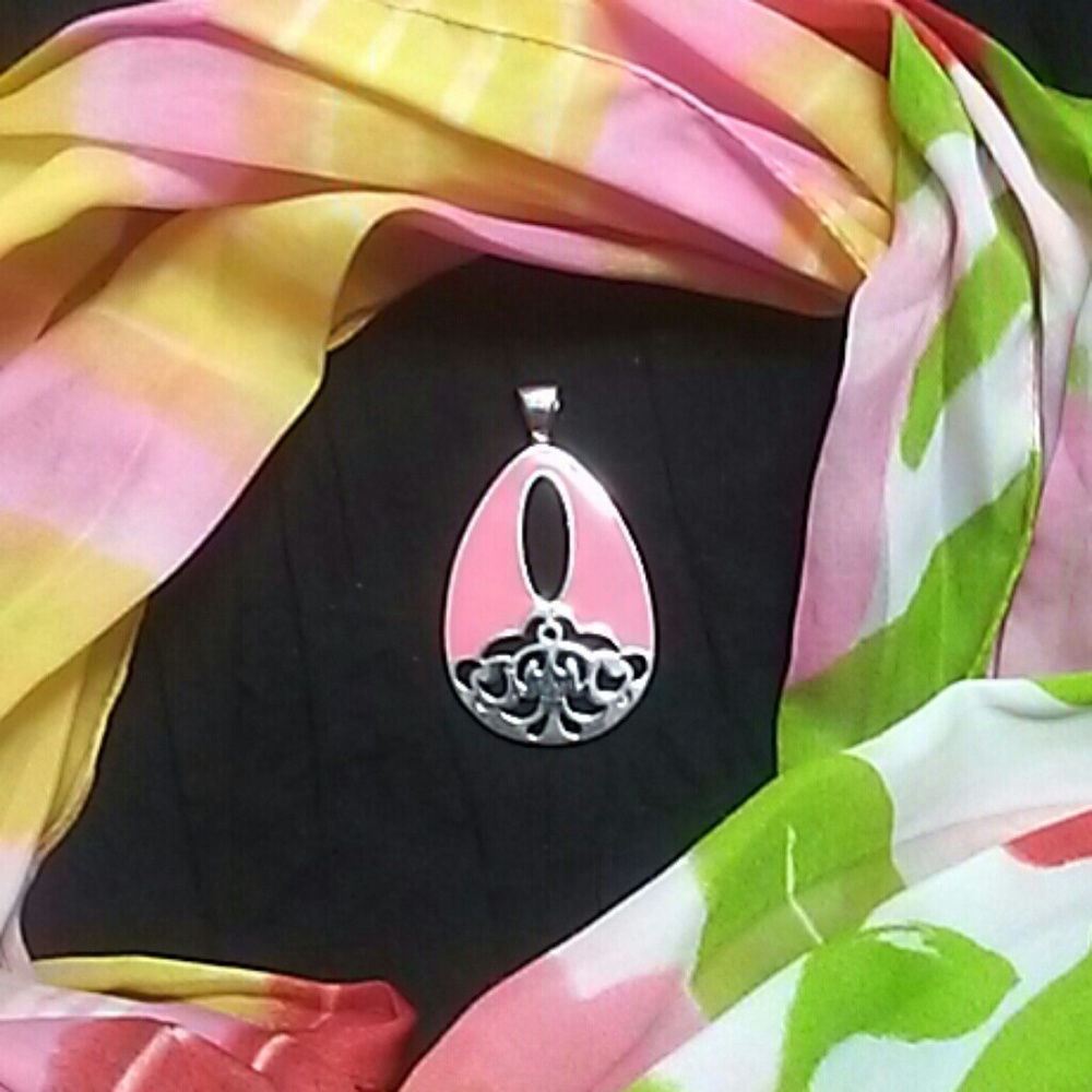 Silver and Pink Teardrop Pendant